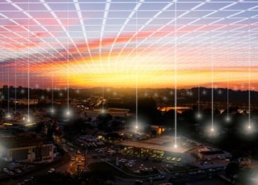 Representação de uma cidade conectada, em rede